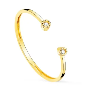 18K Gold Kelly Ring with 0.016 Carat Diamond Solitaires