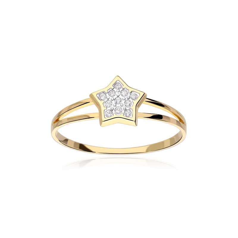 18k gold ring with cubic zirconia 'Sparkle'