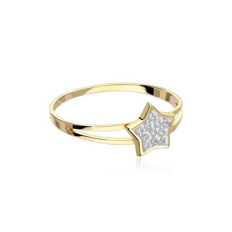 18k gold ring with cubic zirconia 'Sparkle'