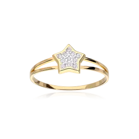 18k gold ring with cubic zirconia 'Sparkle'