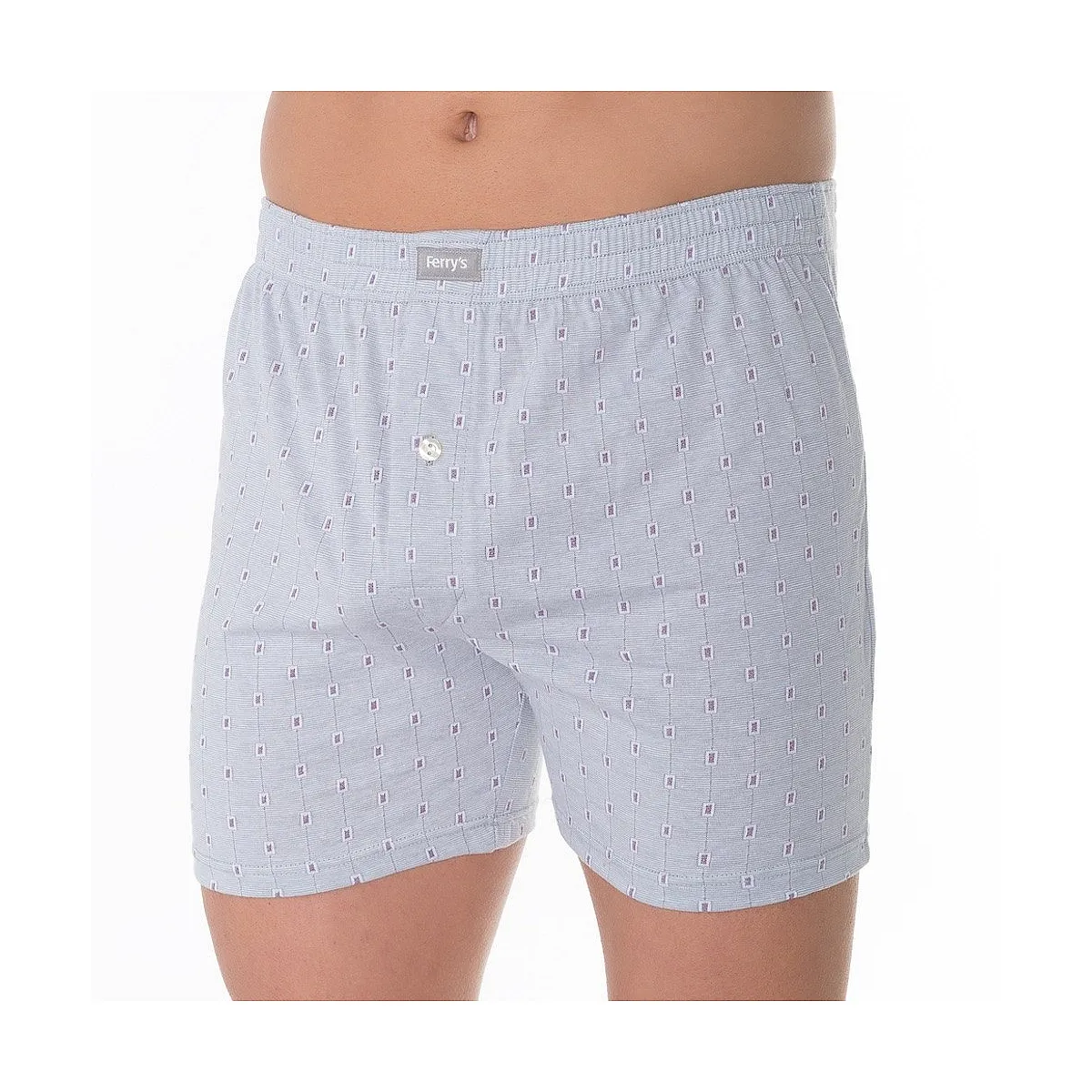 Closed Embroidered Boxer Shorts with Button Detail