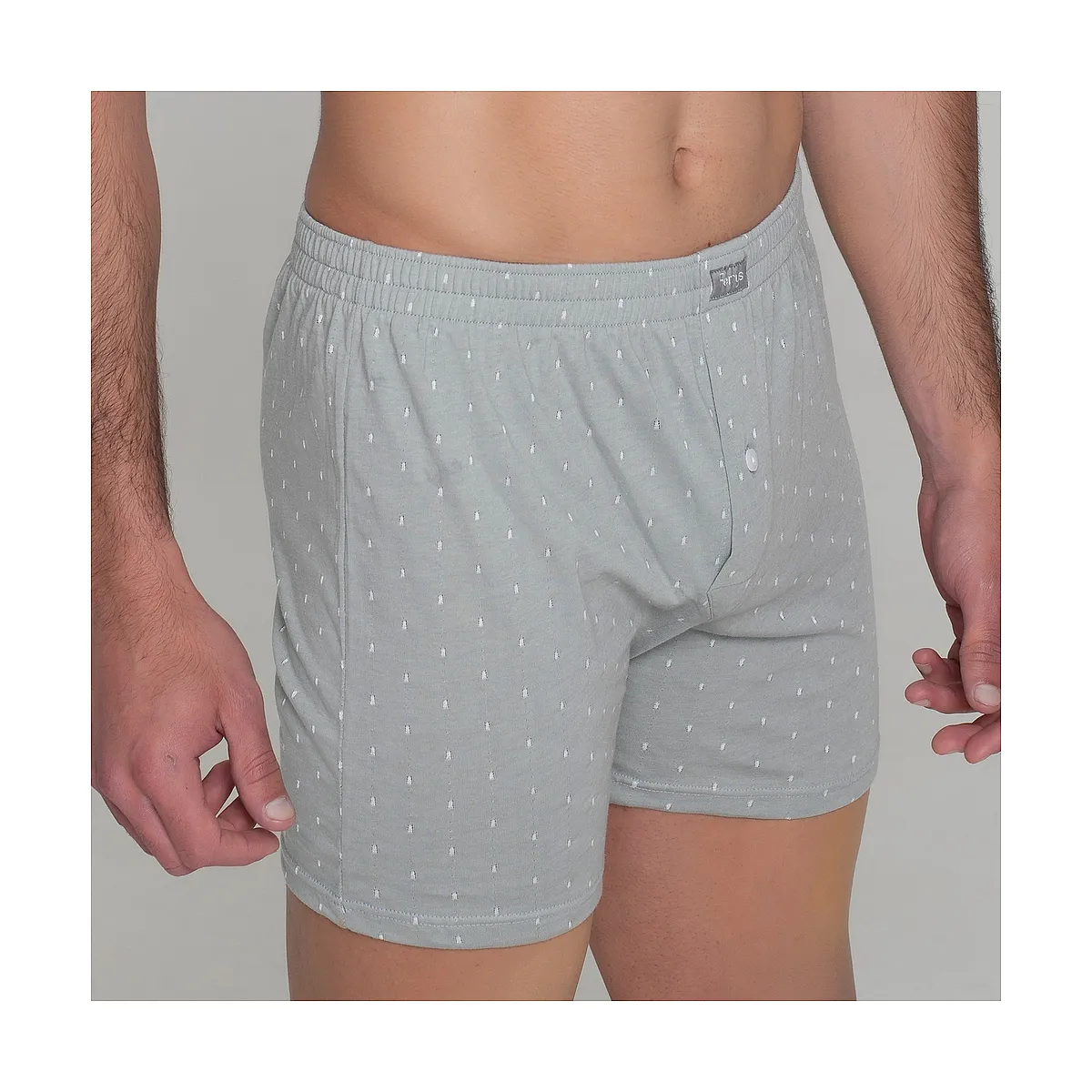 5092 Open-Front Boxer Shorts with Embroidered Polka Dot Button