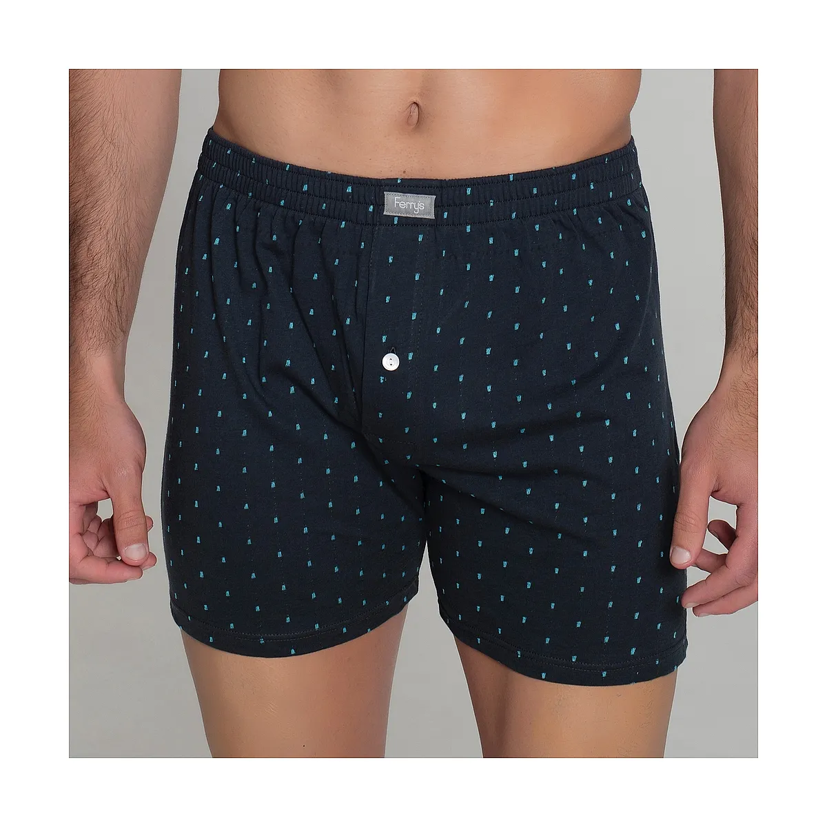 5092 Open-Front Boxer Shorts with Embroidered Polka Dot Button