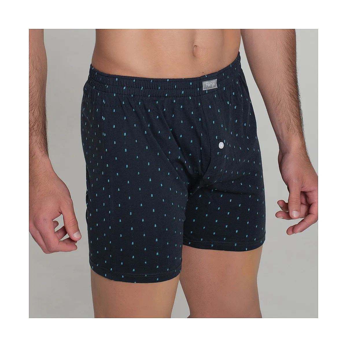 5092 Open-Front Boxer Shorts with Embroidered Polka Dot Button