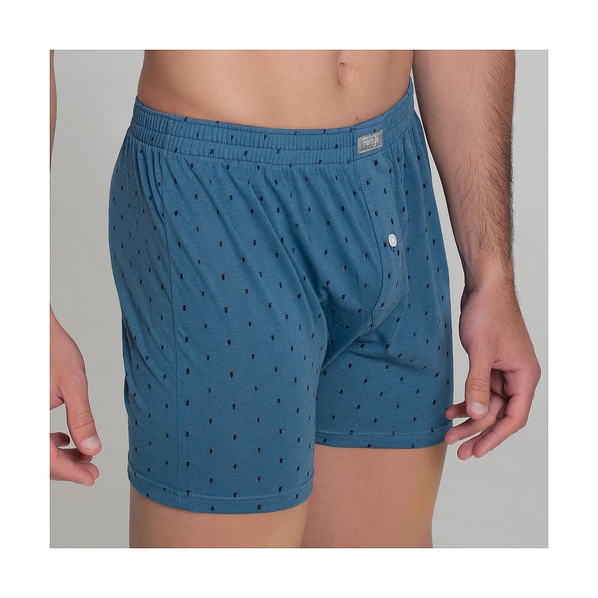 5092 Open-Front Boxer Shorts with Embroidered Polka Dot Button