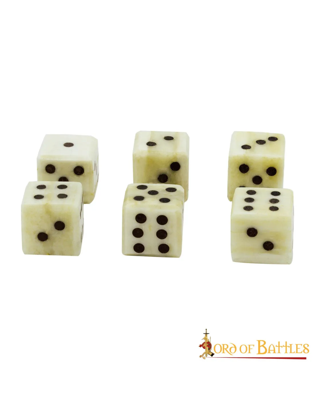 6 dice set medieval bone.