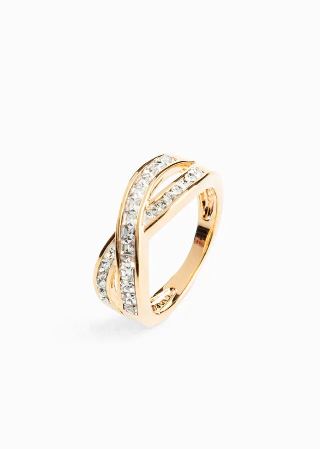 Gold-Plated Ring Adorned with Crystals