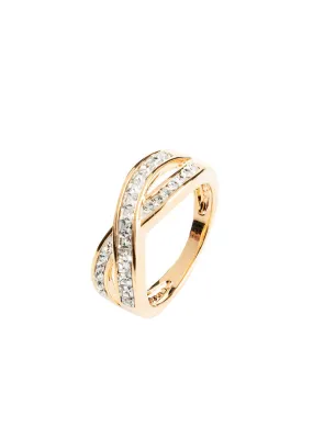 Gold-Plated Ring Adorned with Crystals