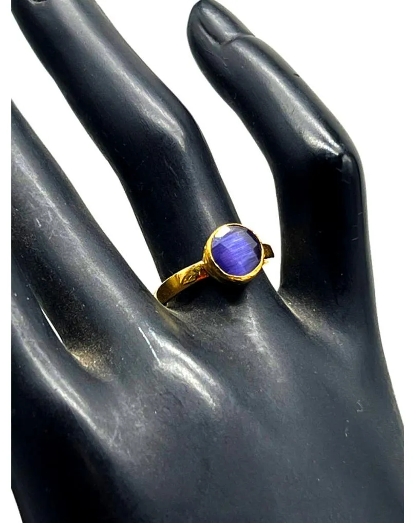 Adjustable Purple Gold-Plated Fine Ring