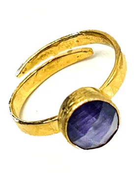 Adjustable Purple Gold-Plated Fine Ring