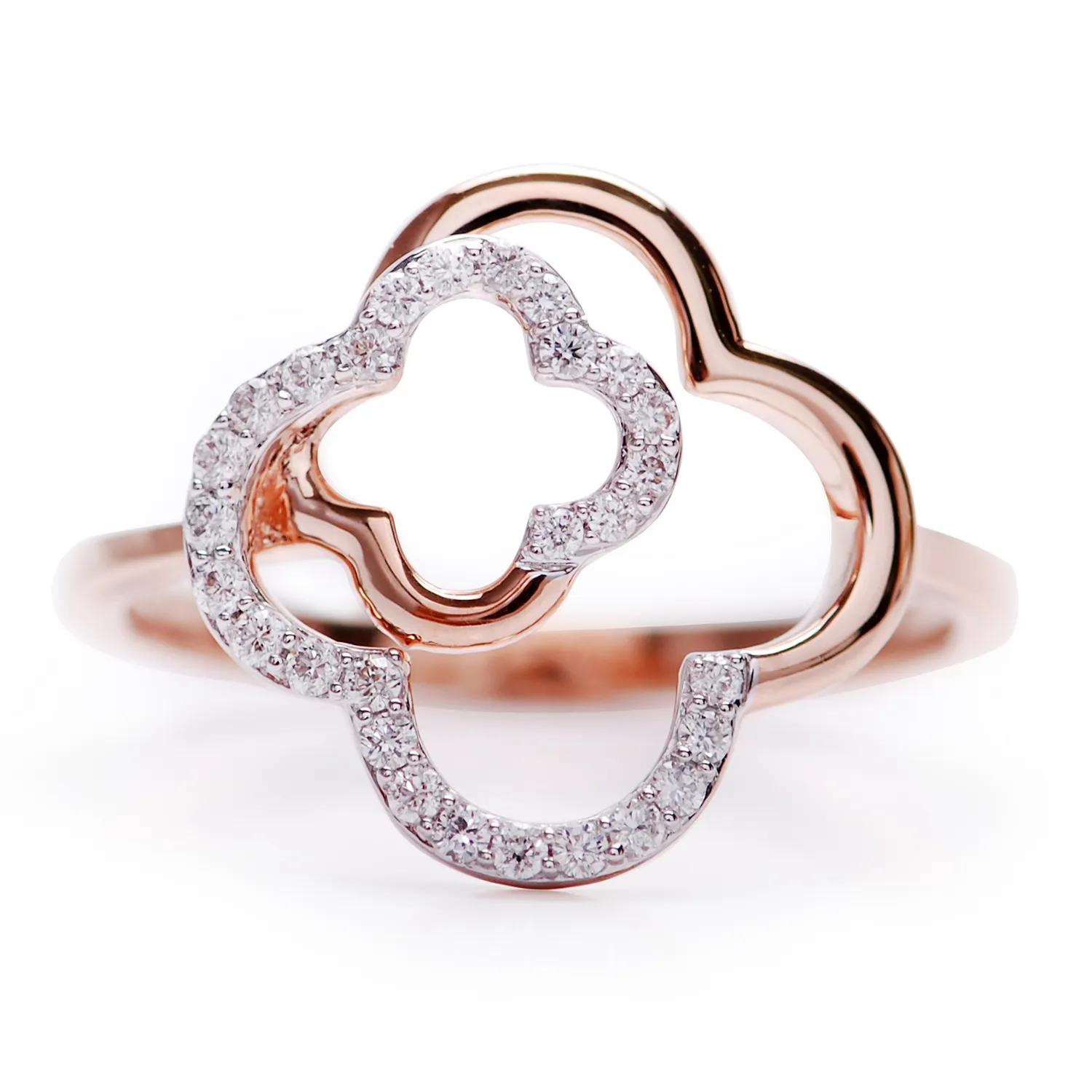 18k Rose Gold TREBOL Halo Ring - 0.16ct.