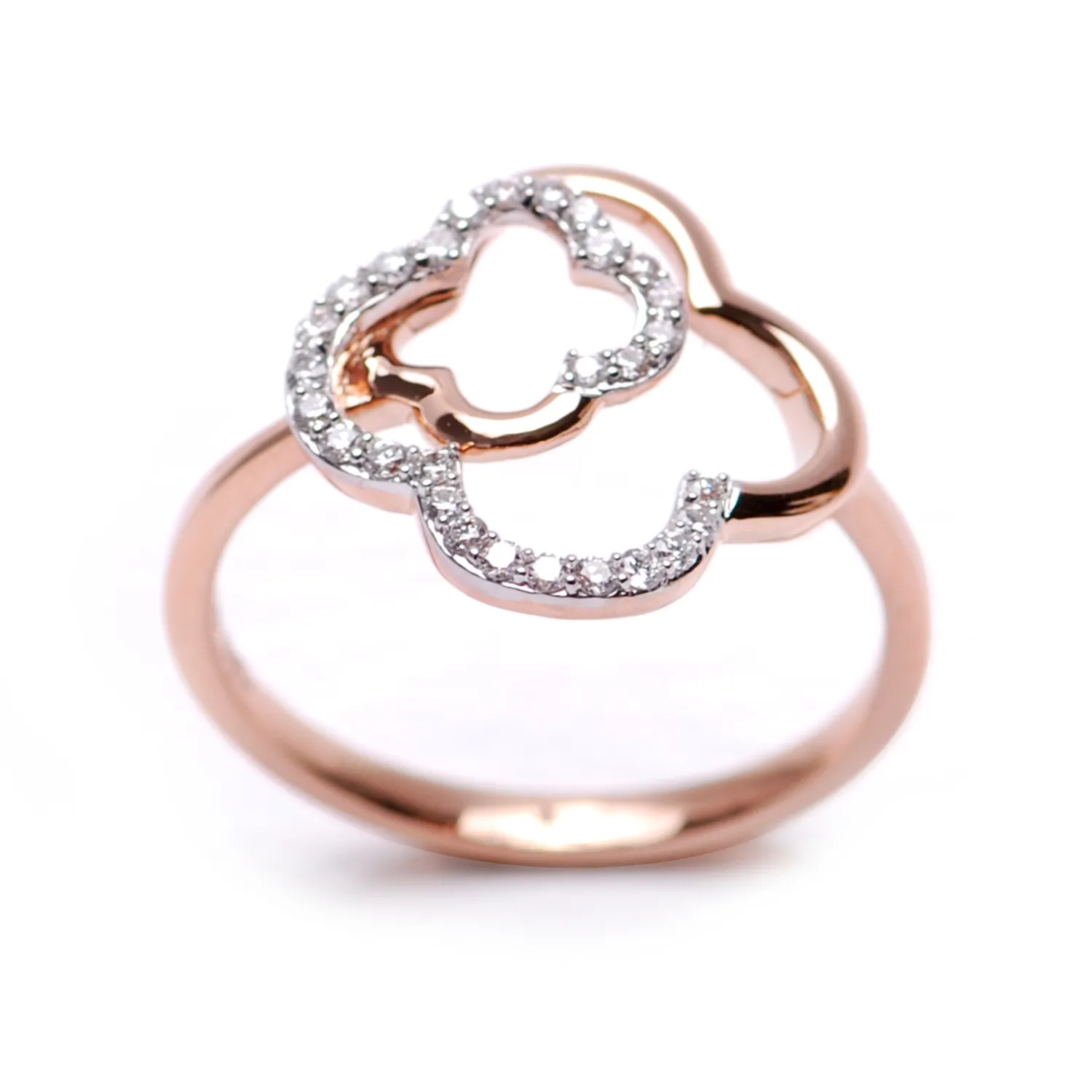 18k Rose Gold TREBOL Halo Ring - 0.16ct.