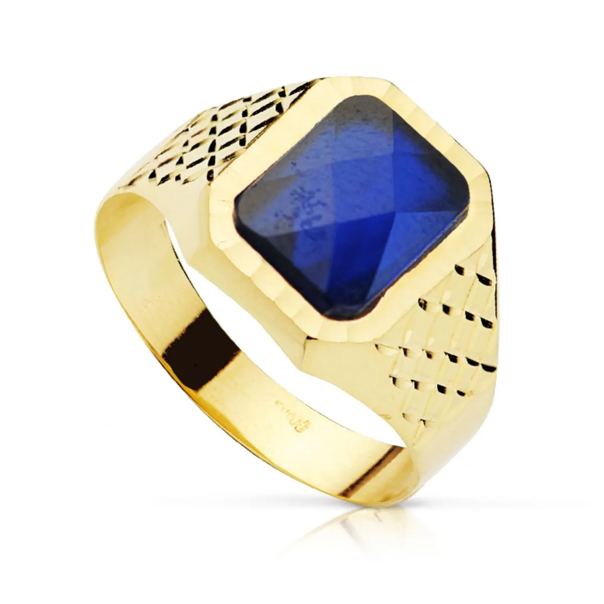 Gold Ring 9k with Blue Stone Signet