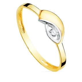 9k Bicolor Gold Ring with Cubic Zirconia