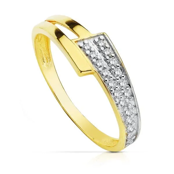 9k Bicolor Zirconia Gold Ring