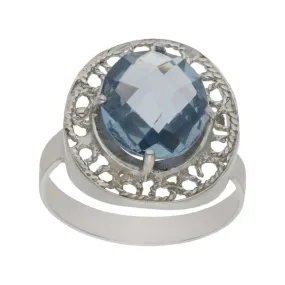 White Gold Ring with 18mm Colored Stone.