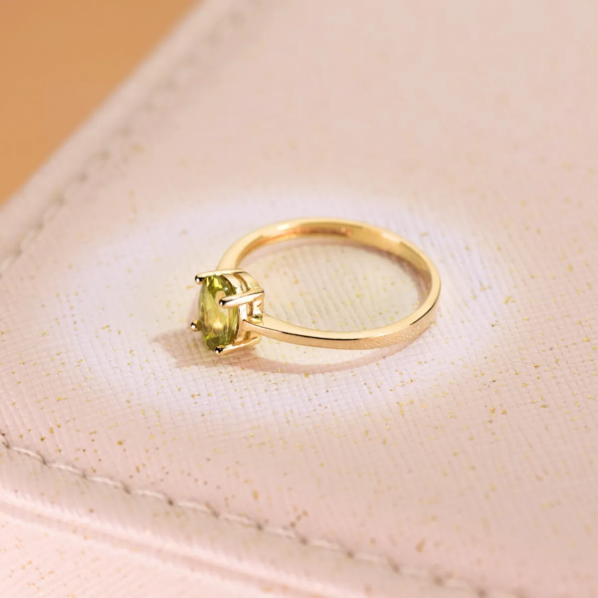 Olivina Stone Solitaire Gold Ring