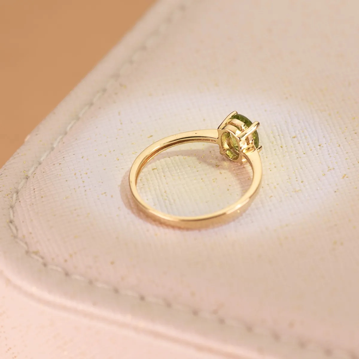 Olivina Stone Solitaire Gold Ring