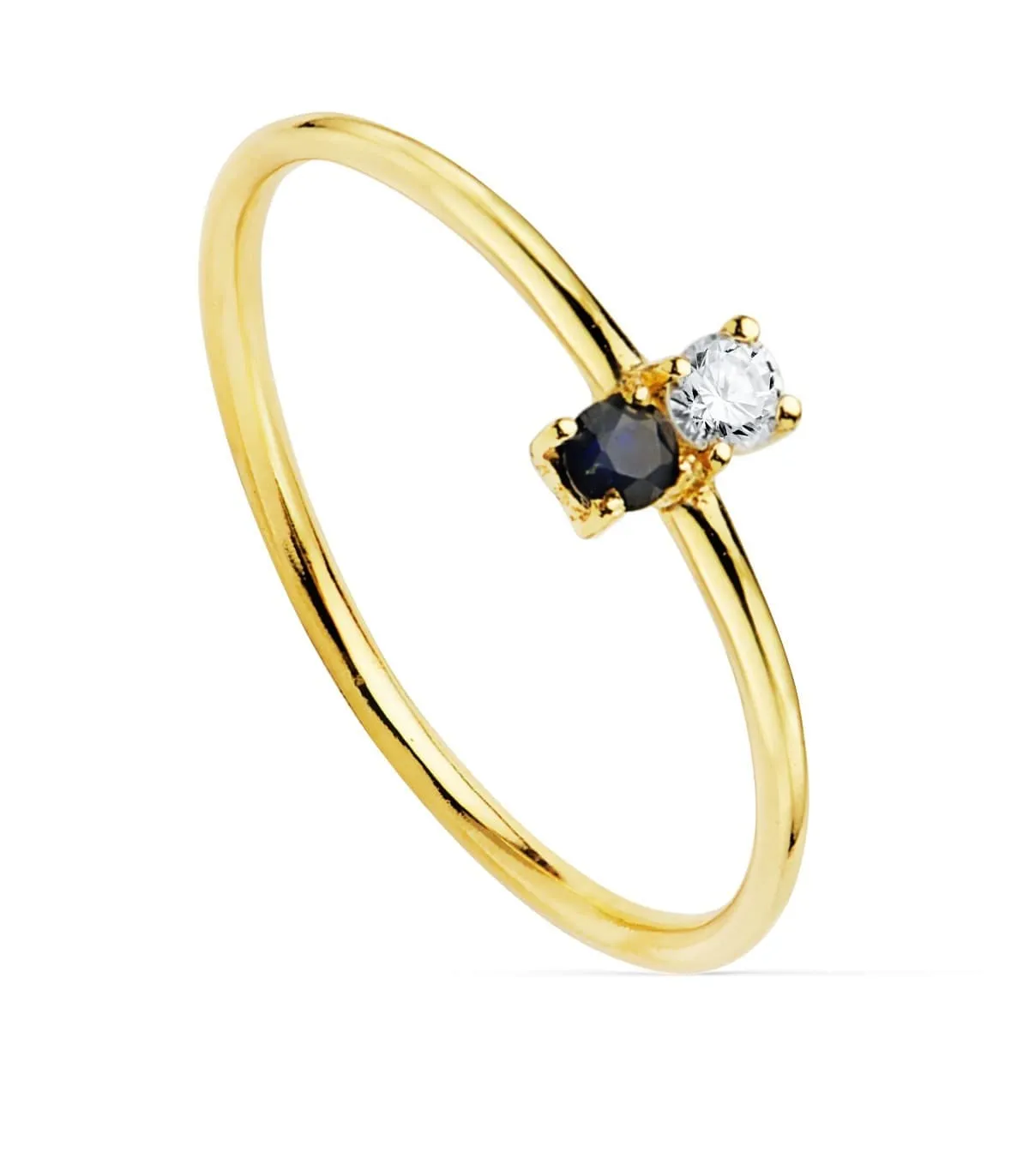 18K Gold Portman Ring with 0.050 Carat Diamond and Sapphire