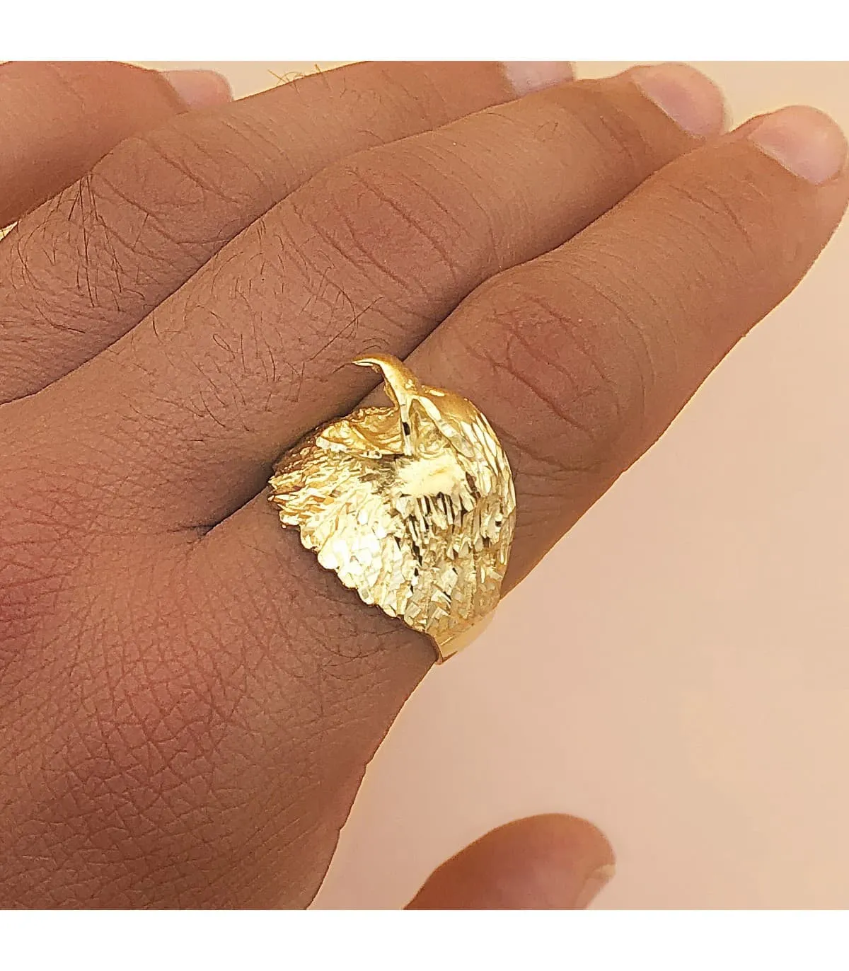 18K Gold Eagle Man Ring Yellow