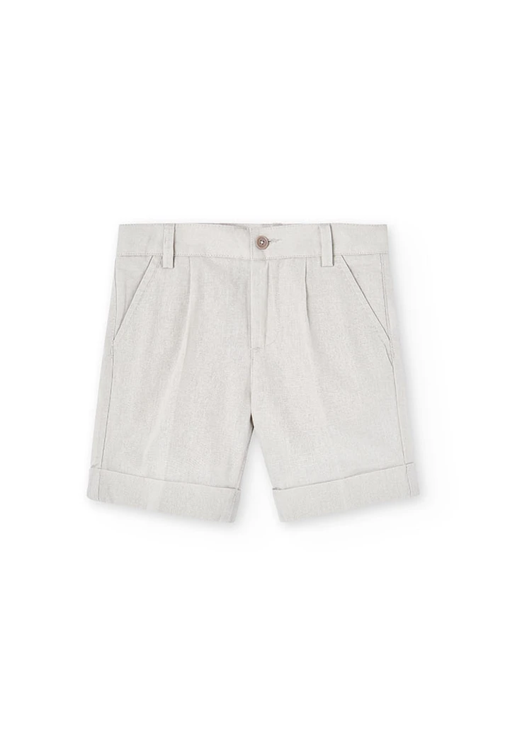 Beige linen Bermuda shorts for boys