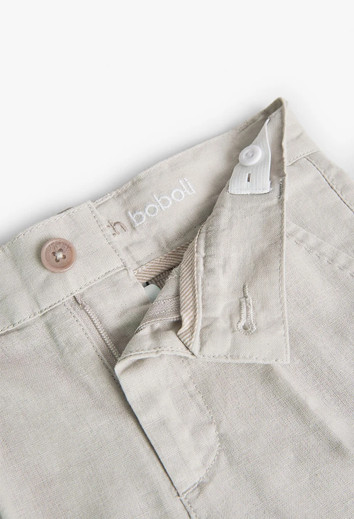 Beige linen Bermuda shorts for boys