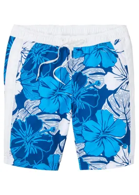 Navy Blue Floral Beach Bermuda Shorts