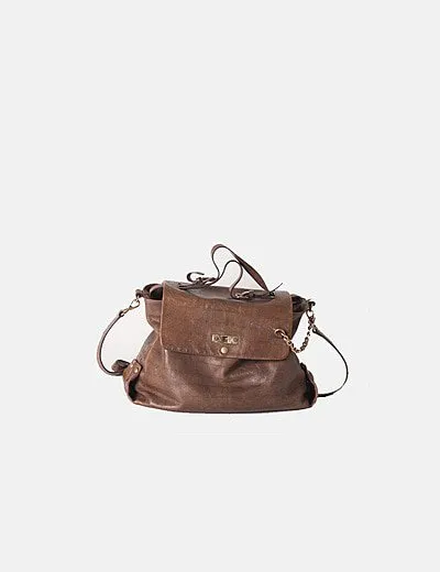 Bimba&Lola Textured Brown Satchel Bag