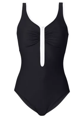 Black and white slimming swimsuit