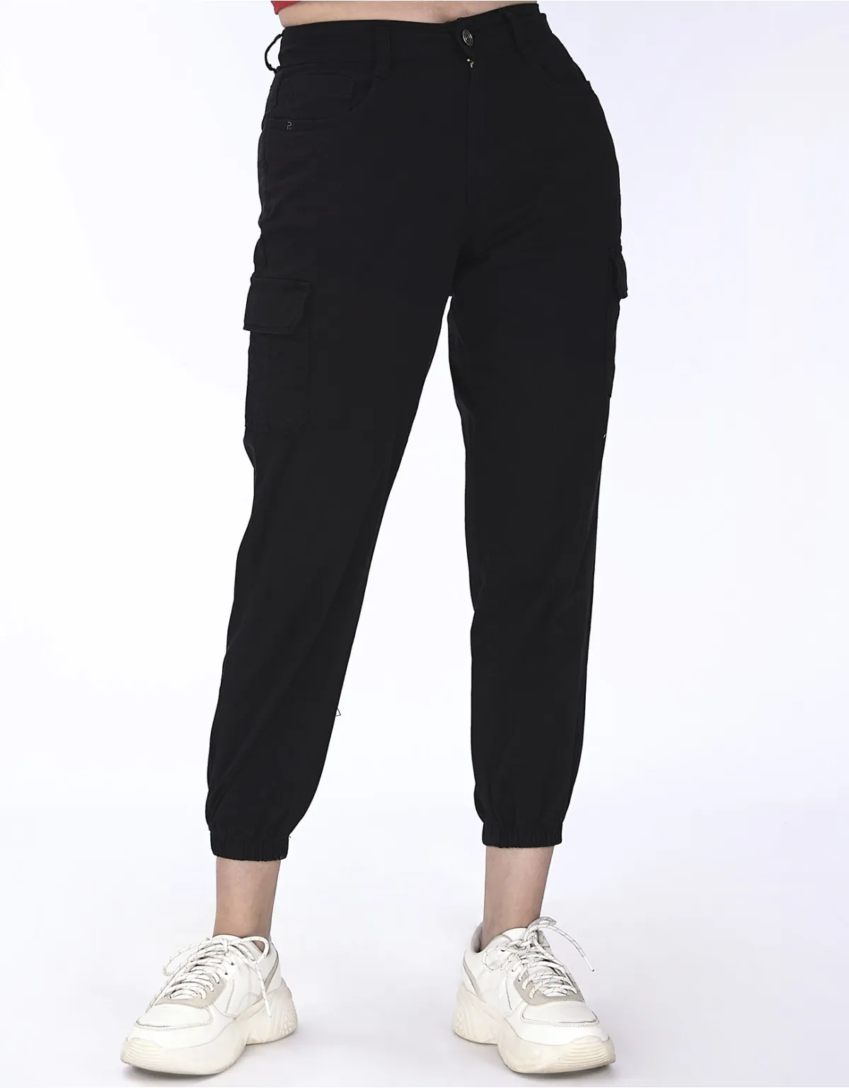 Black high waisted jogger pants mm.