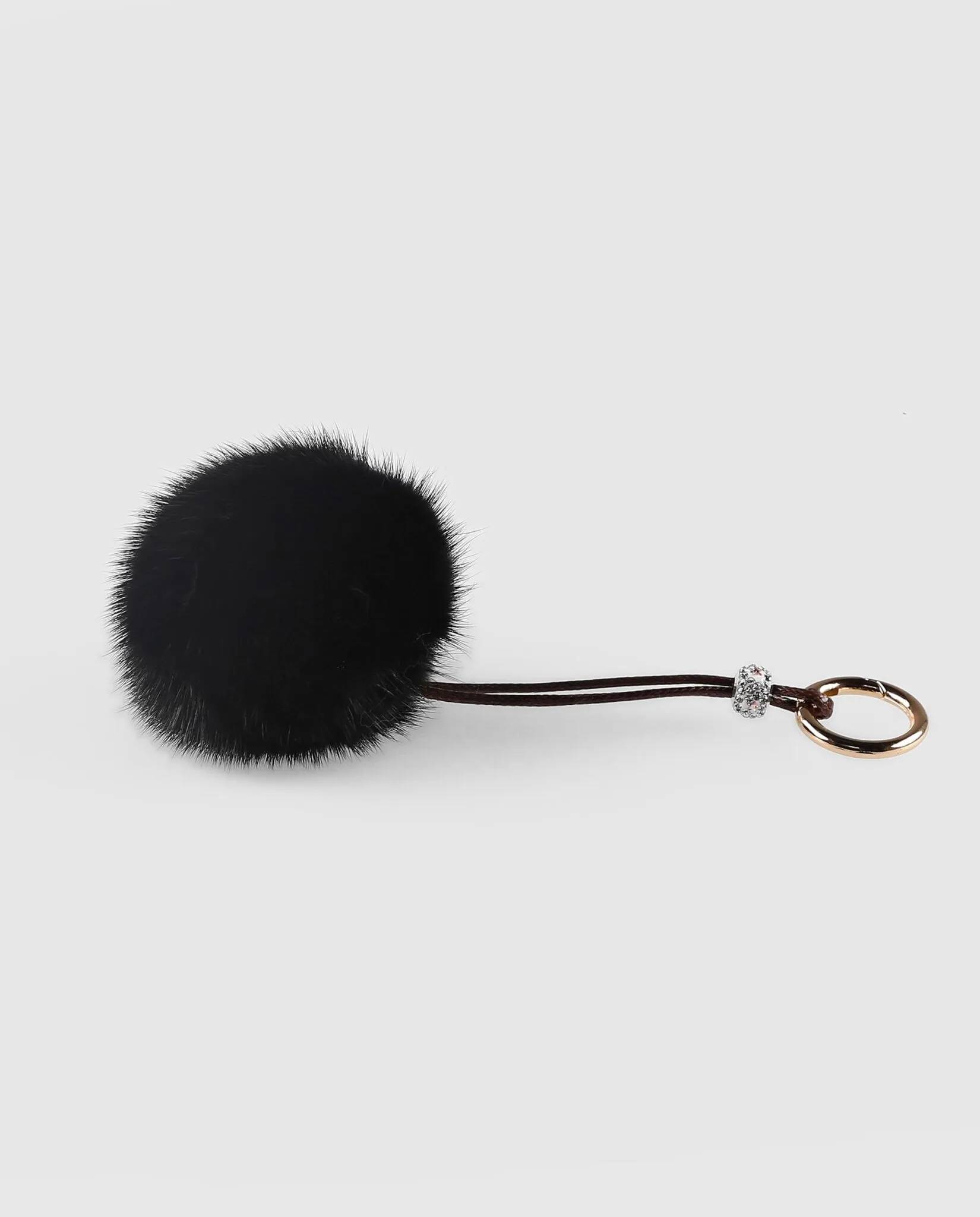 Black Mink Fur Pom Pom Keychain
