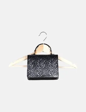 Black Textured Mini Chai Chiara Shoulder Bag