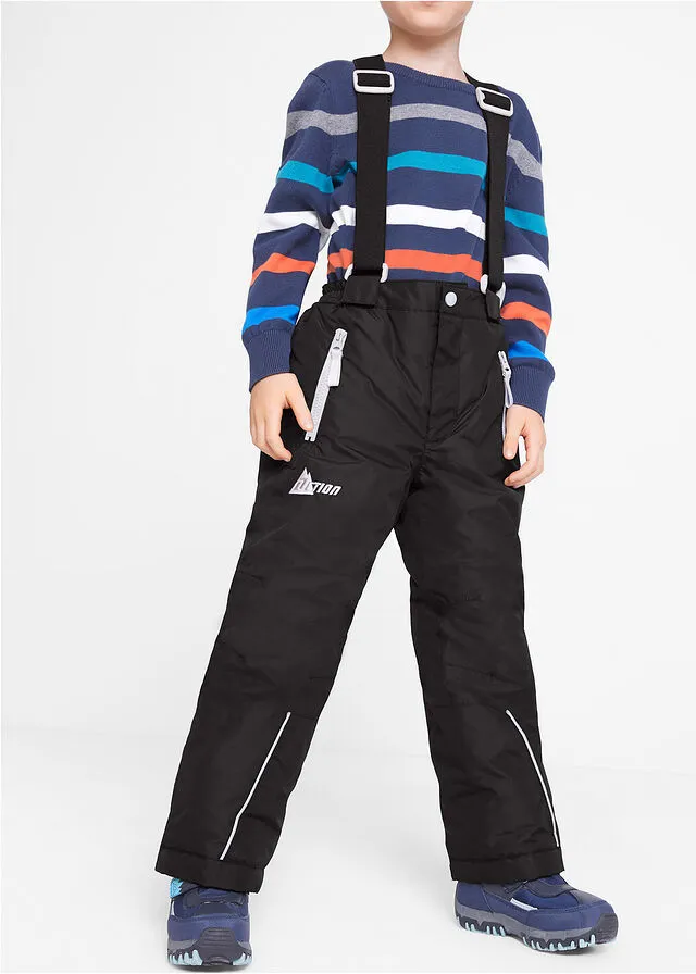 Black waterproof and breathable ski and snow pants.