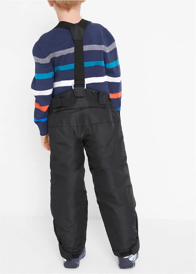 Black waterproof and breathable ski and snow pants.