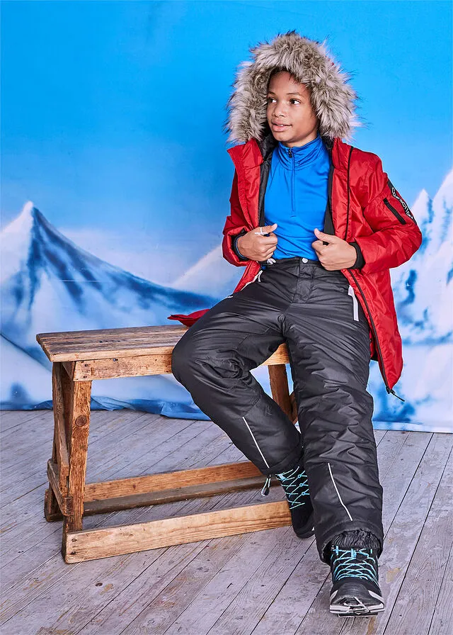 Black waterproof and breathable ski and snow pants.