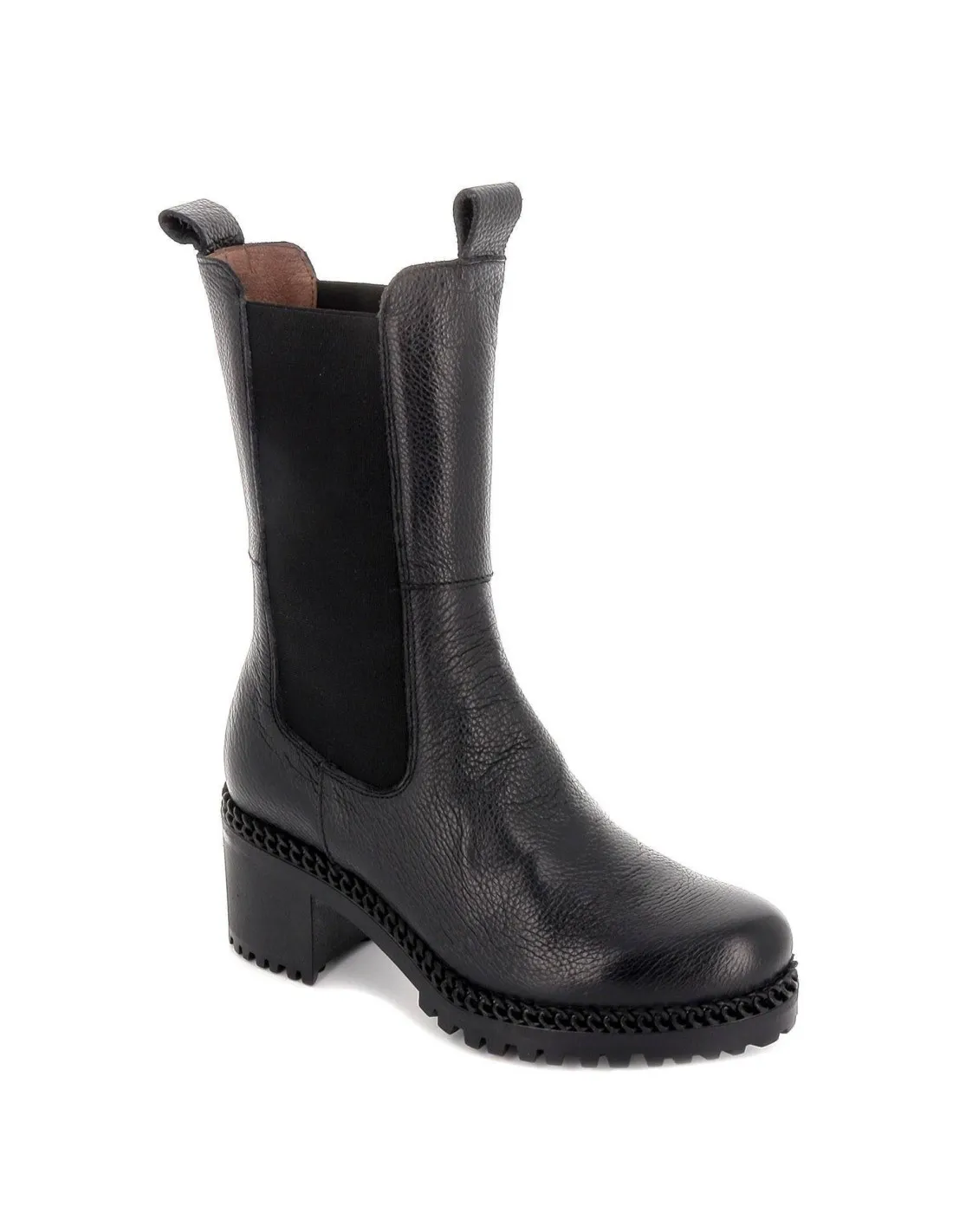 Wonders women's mid-heel boots with elastic platform and rubber sole.