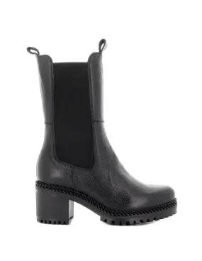 Wonders women's mid-heel boots with elastic platform and rubber sole.