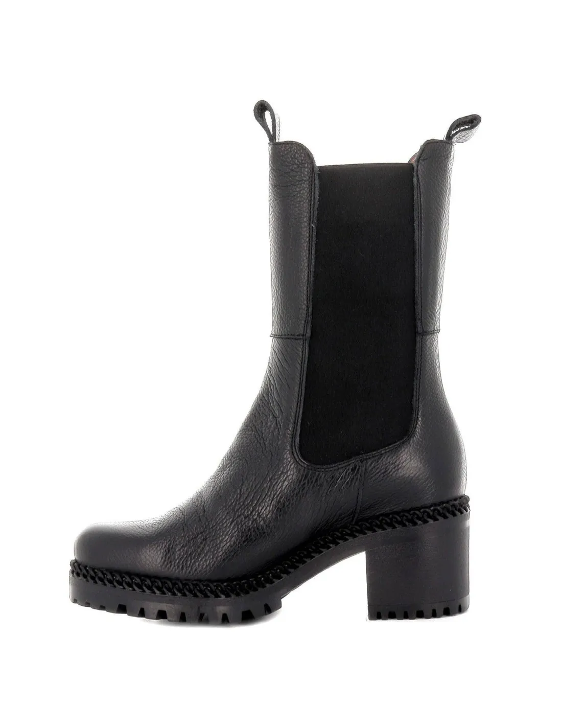 Wonders women's mid-heel boots with elastic platform and rubber sole.