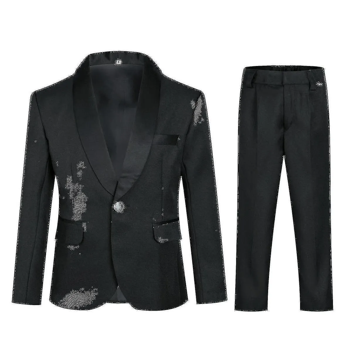 Boys Elegant Solid Color Two-Piece Suit, Single-Breasted Blazer and Single-Button Pants