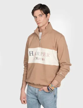 Brown Maryland zipper sweatshirt by Harper & Neyer.