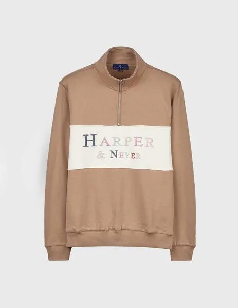 Brown Maryland zipper sweatshirt by Harper & Neyer.