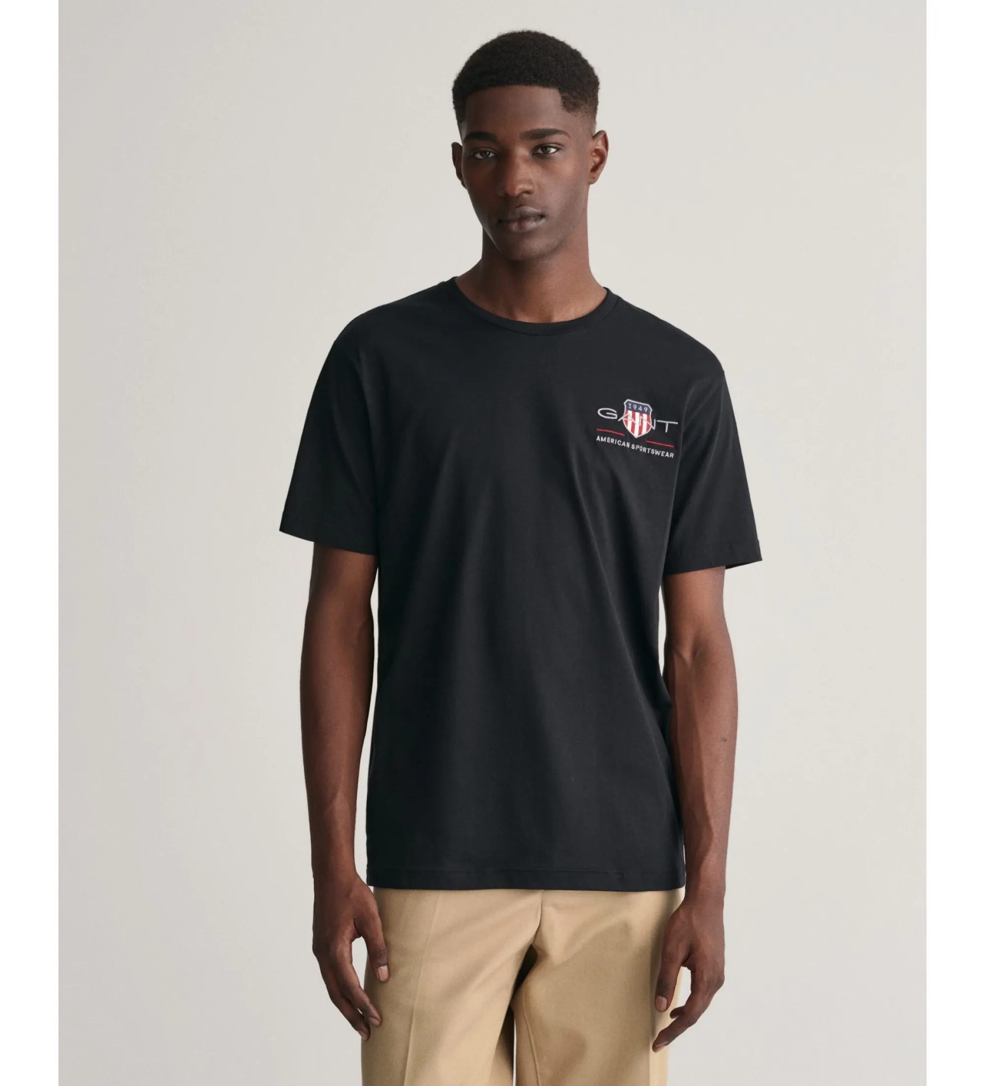 Black embroidered Archive Shield T-shirt