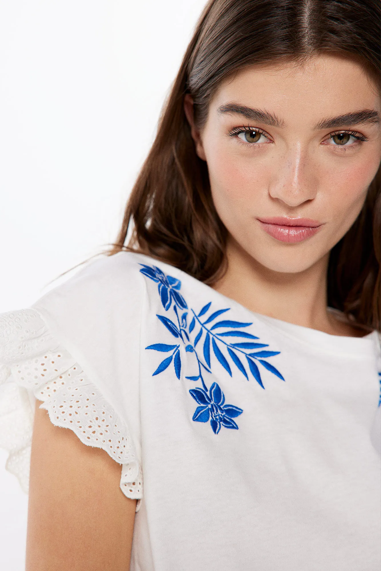 Embroidered Tropical Flower T-shirt