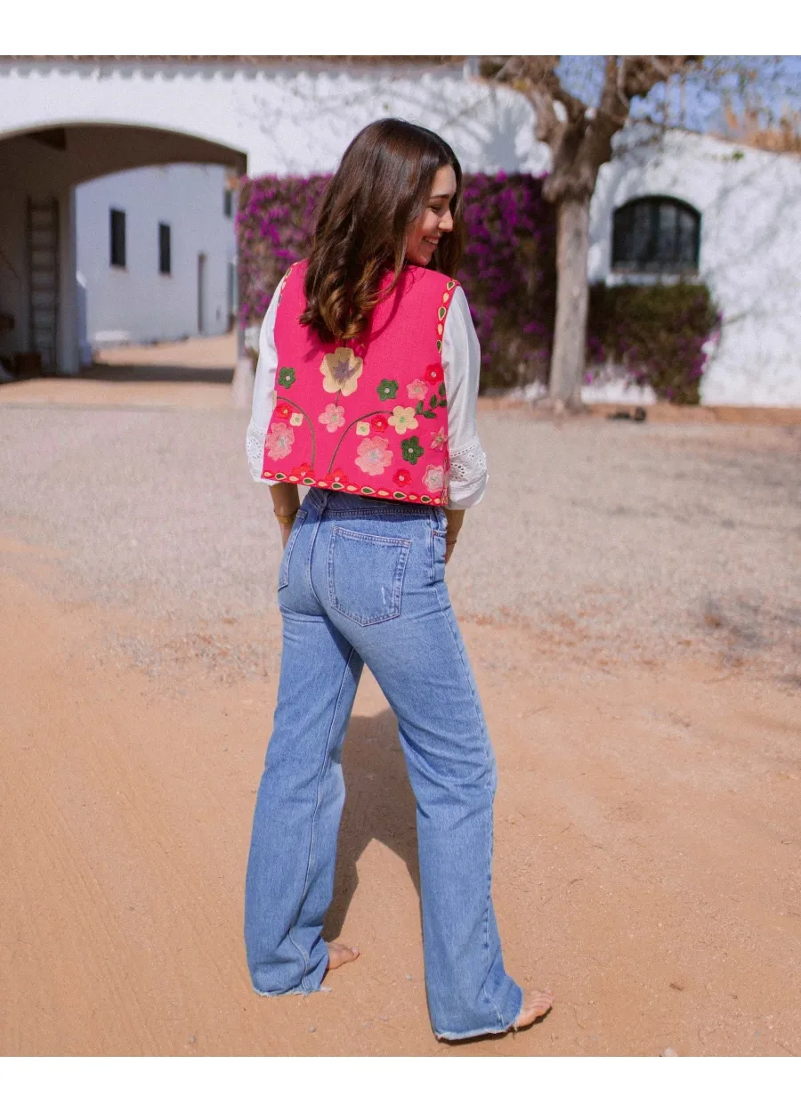 Pink Embroidered Vest