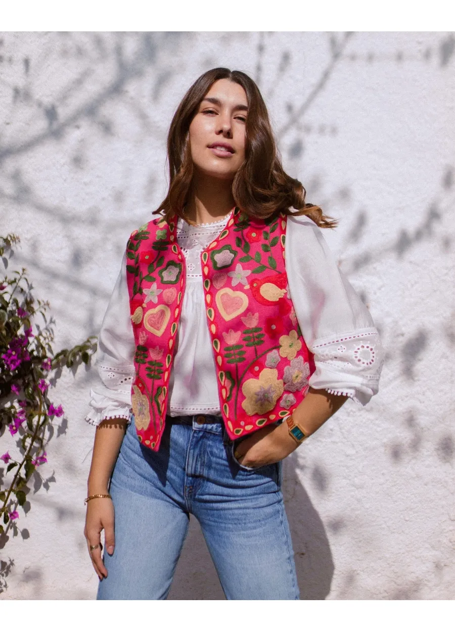 Pink Embroidered Vest