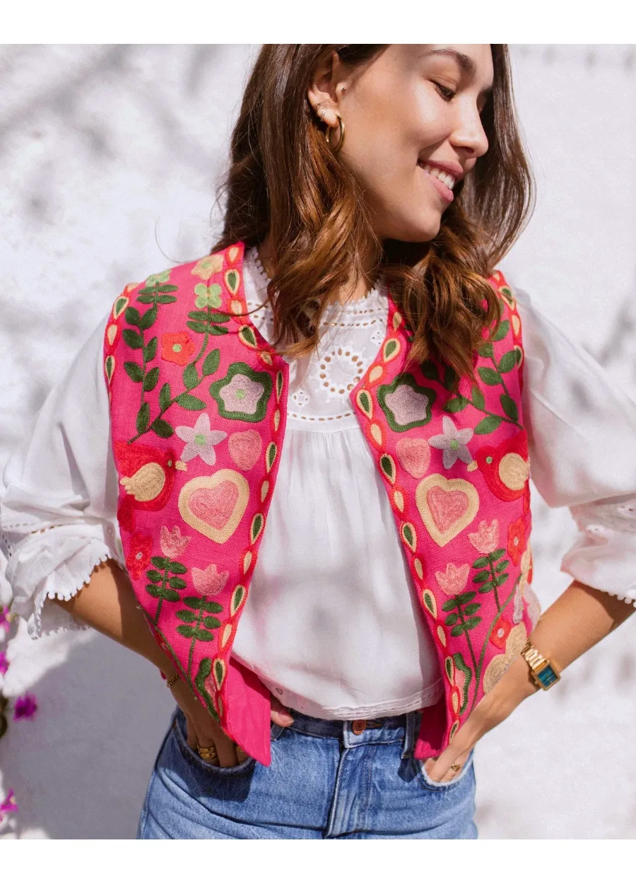 Pink Embroidered Vest