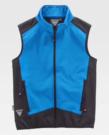 Softshell Vest Combination Light Blue Black