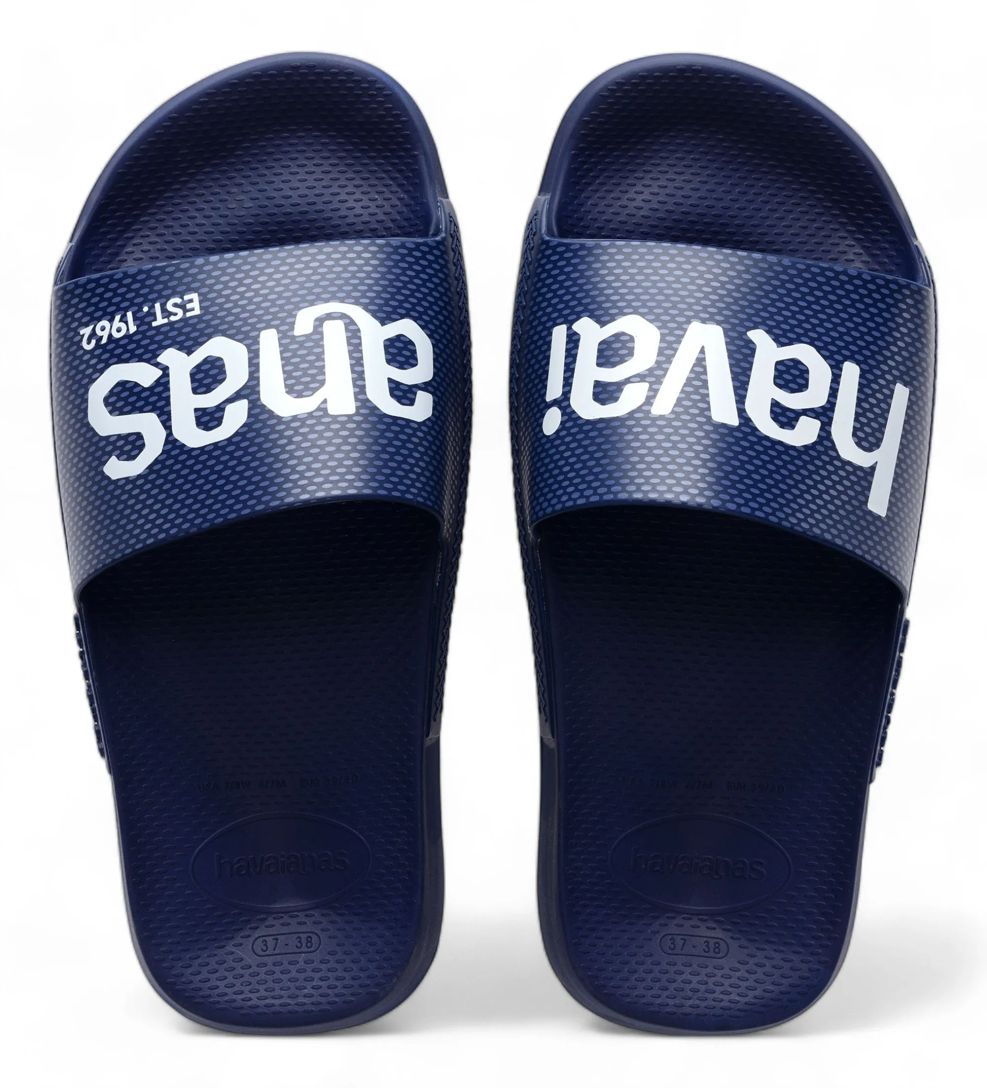 Blue Logo Print Classic Flip Flops