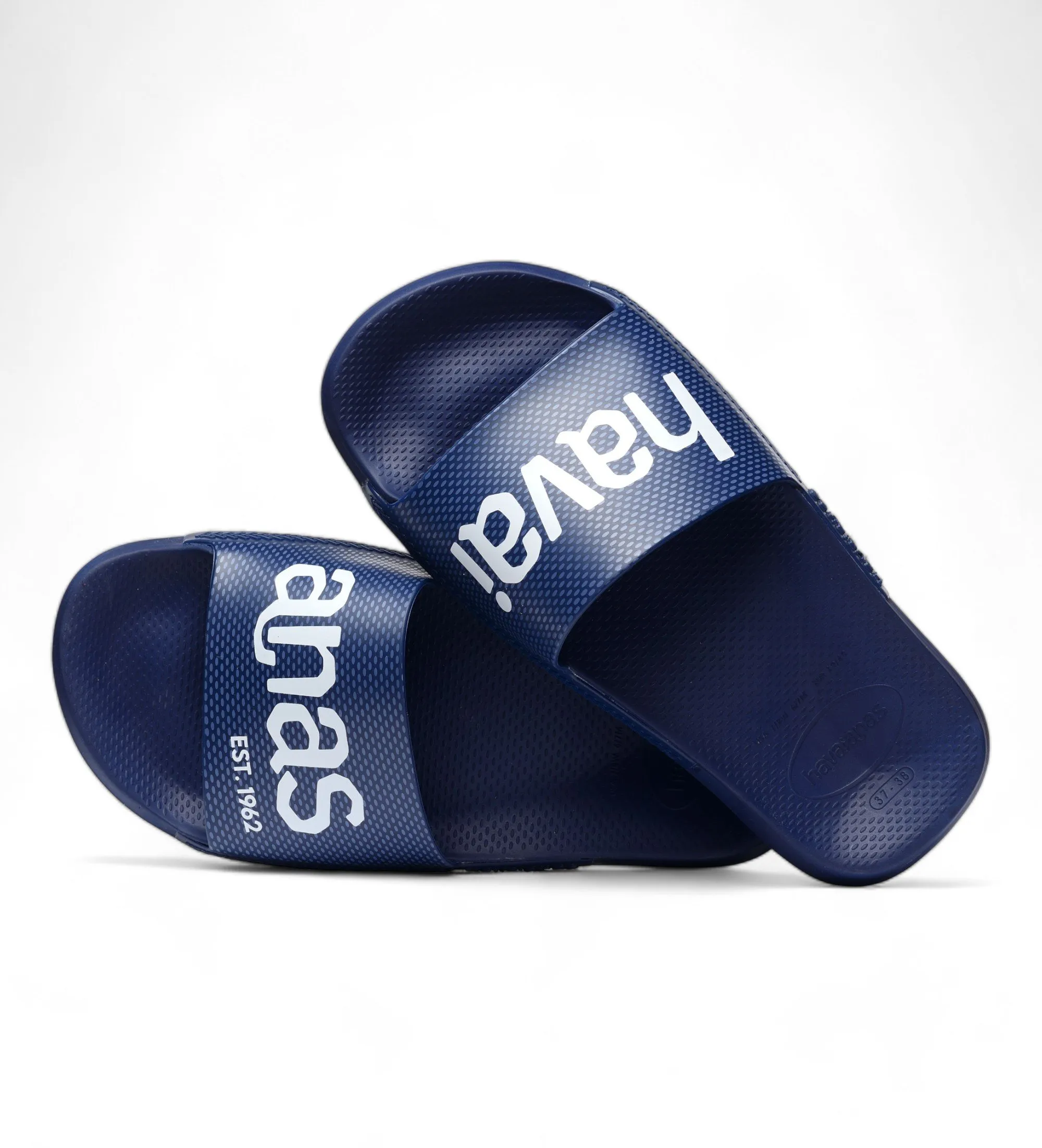 Blue Logo Print Classic Flip Flops