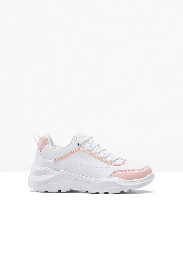 Chunky White-Pearl Pink Sneakers